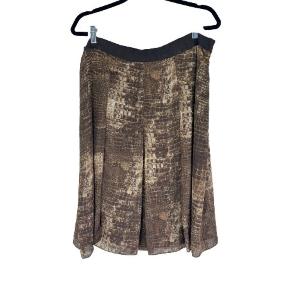 NWT Jones New York Women's Size 14 Knee Length Skirt Pull On Snakeskin Brown